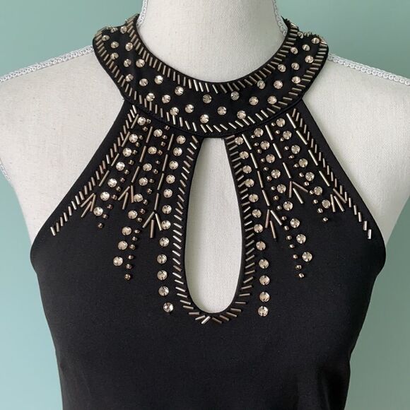 LE Chateau Beaded Scuba Knit Halter Top Size XXS - Picture 4 of 5